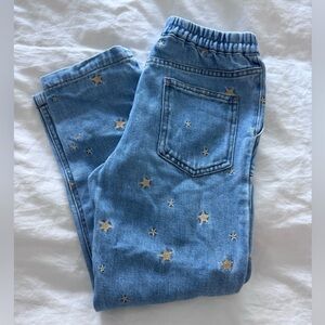 Mini Boden girls jeans 6T gold star embroidery